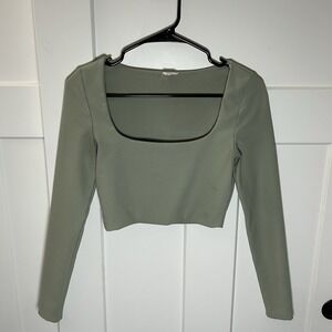 Cotton:On Seafoam Green Long Sleeve Crop Top - Women's Size Medium
